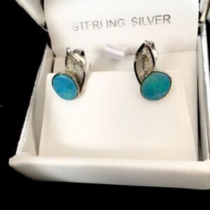 STERLING SILVER OPAL CLIP BACK FILAGREE EARRINGS
